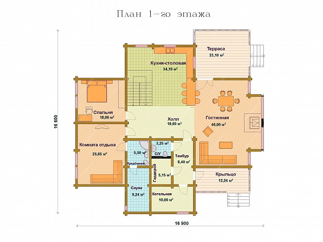Дом-Баня Рамо 16,9 х 16,6 м